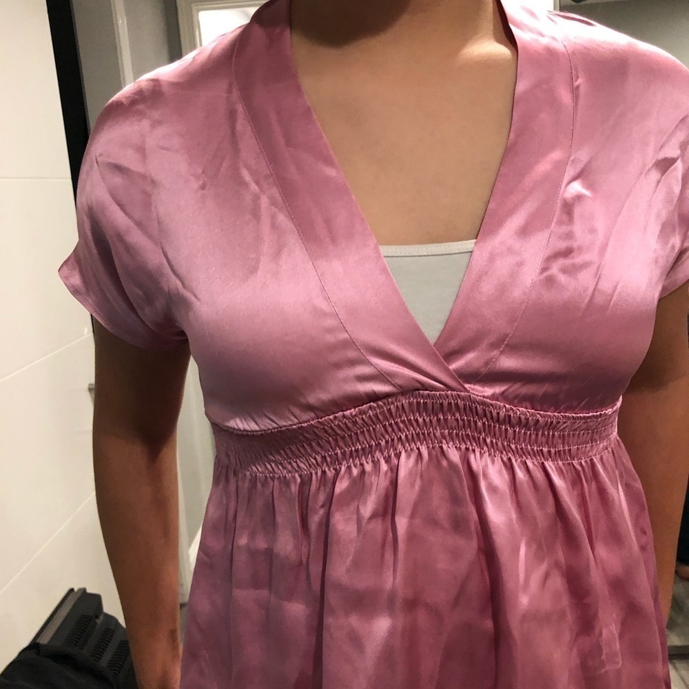 V Fish 100% silk Babydoll Top Size S